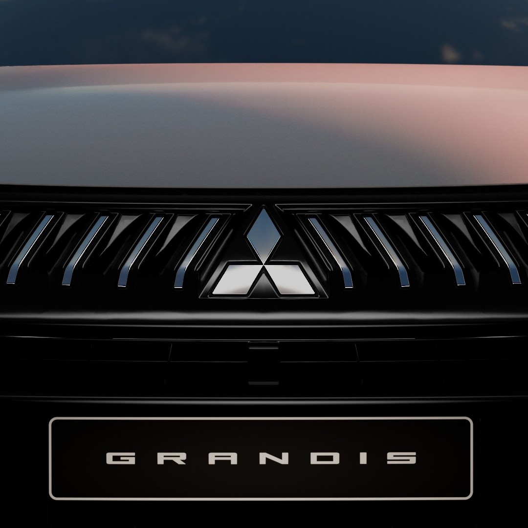 Przód Mitsubishi Grandis z logo marki i napisem modelu