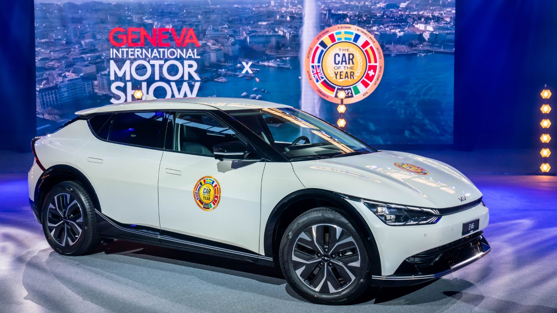 KIA EV6, model which was elected "Car of the Year 2022", during the virtual award ceremony of the Car of the Year 2022, at the Palexpo in Geneva, Switzerland, Monday 28 february 2022