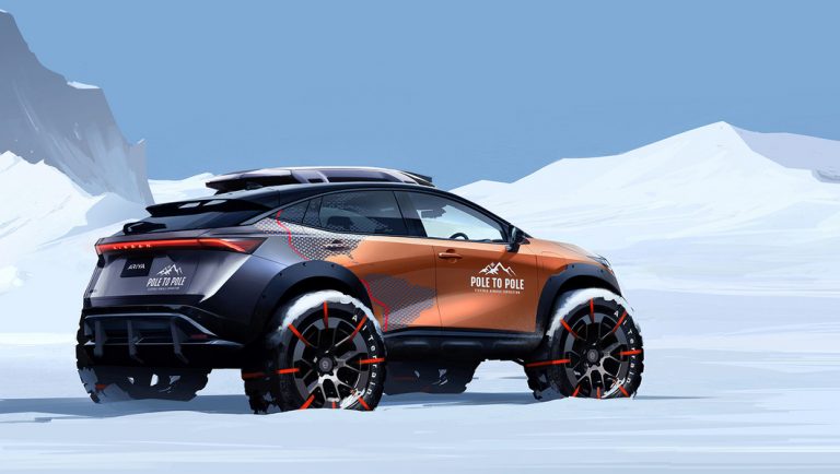 Pole to Pole expedition Nissan Ariya e 4ORCE illustration