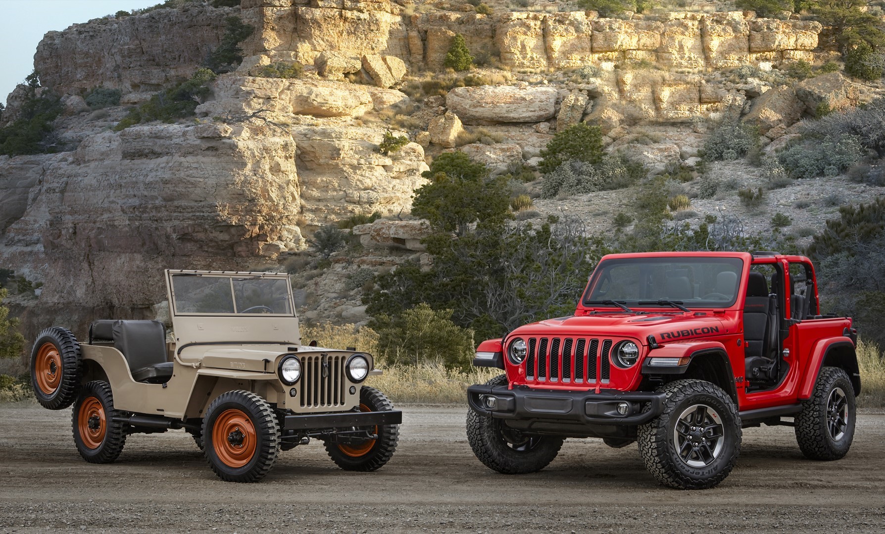 1945 Jeep® CJ 2A and all new 2018 Jeep Wrangler Rubicon